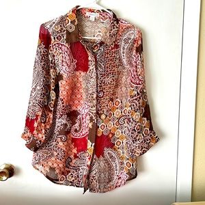 Cold water Creek Multicolor Light Weight Buttondown Blouse Medium 10-12